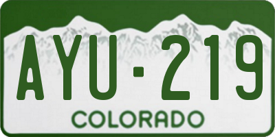 CO license plate AYU219