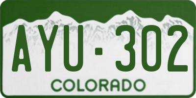 CO license plate AYU302