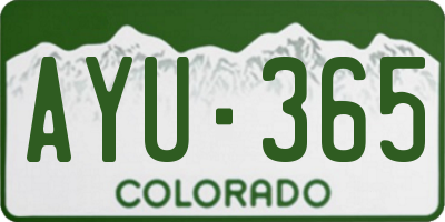 CO license plate AYU365