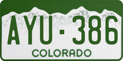 CO license plate AYU386