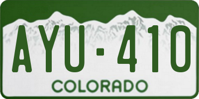 CO license plate AYU410