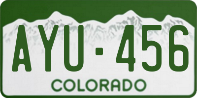CO license plate AYU456