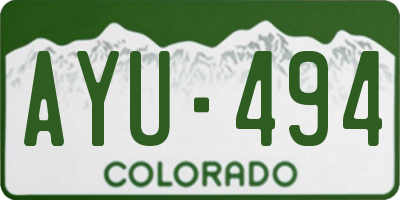 CO license plate AYU494