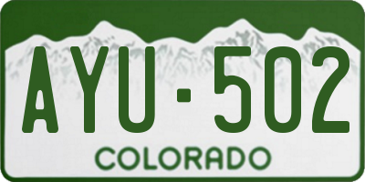 CO license plate AYU502
