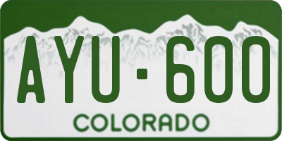 CO license plate AYU600