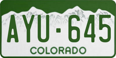 CO license plate AYU645
