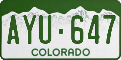 CO license plate AYU647