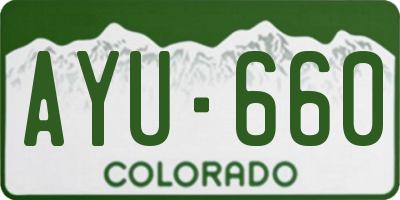 CO license plate AYU660
