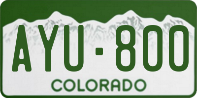 CO license plate AYU800