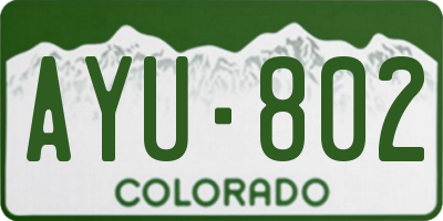 CO license plate AYU802
