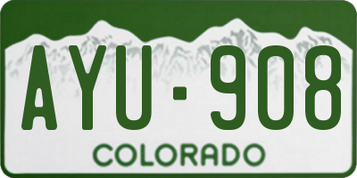 CO license plate AYU908