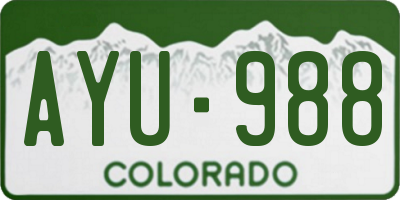 CO license plate AYU988