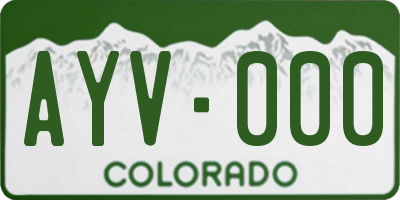 CO license plate AYV000