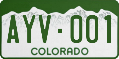 CO license plate AYV001