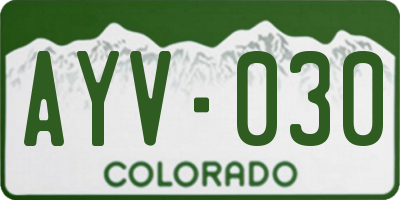 CO license plate AYV030