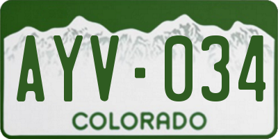 CO license plate AYV034