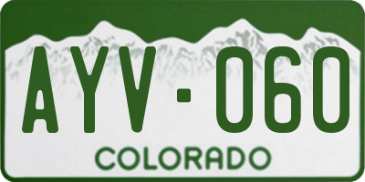 CO license plate AYV060