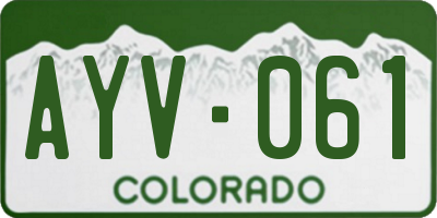 CO license plate AYV061