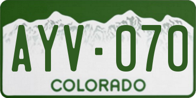 CO license plate AYV070