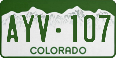 CO license plate AYV107