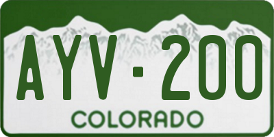 CO license plate AYV200