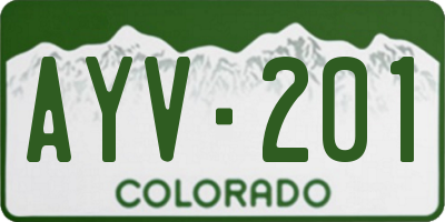 CO license plate AYV201