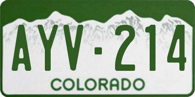 CO license plate AYV214