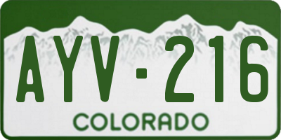 CO license plate AYV216