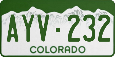 CO license plate AYV232