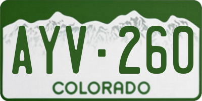 CO license plate AYV260