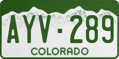 CO license plate AYV289