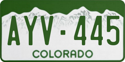 CO license plate AYV445