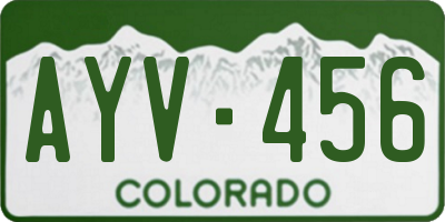 CO license plate AYV456