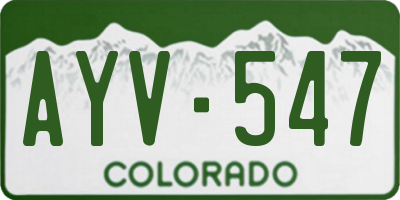 CO license plate AYV547