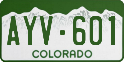 CO license plate AYV601