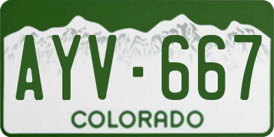 CO license plate AYV667