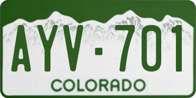 CO license plate AYV701