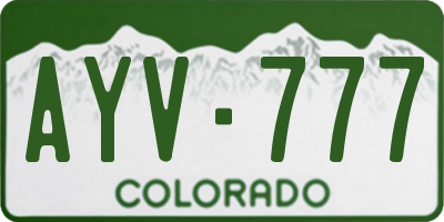 CO license plate AYV777