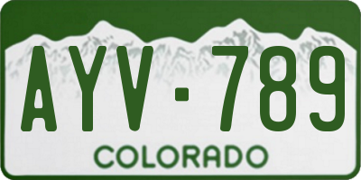 CO license plate AYV789