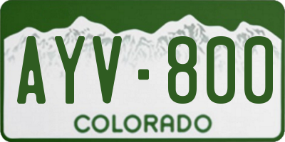 CO license plate AYV800