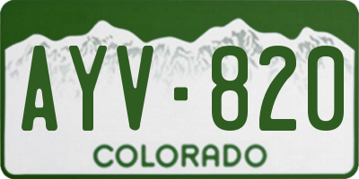 CO license plate AYV820