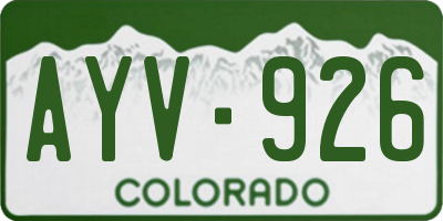 CO license plate AYV926