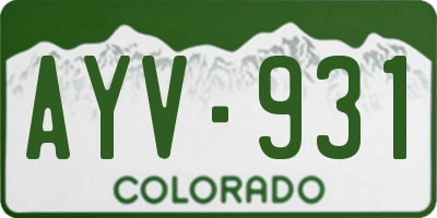 CO license plate AYV931
