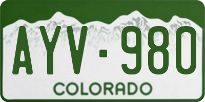 CO license plate AYV980