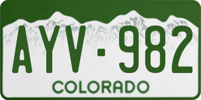 CO license plate AYV982