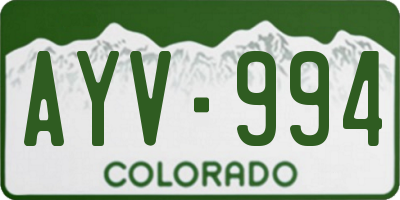 CO license plate AYV994