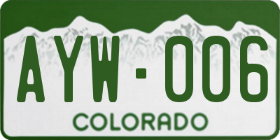 CO license plate AYW006