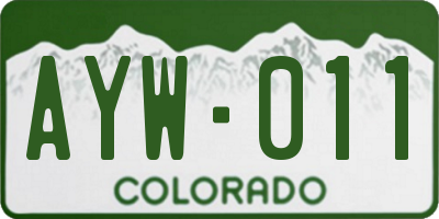 CO license plate AYW011