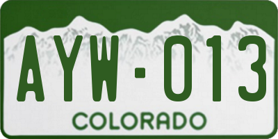 CO license plate AYW013