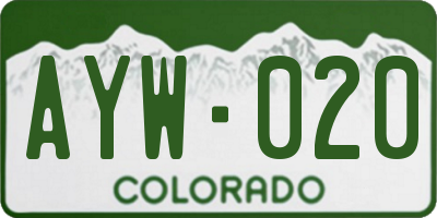 CO license plate AYW020